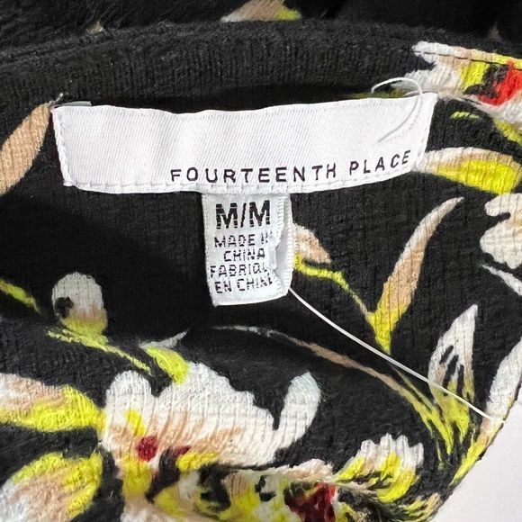 NWT FOURTEENTH PLACE Black Tropical Floral Sleeveless Dress (M) - Picture 8 of 9